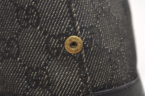 Authentic GUCCI Vintage Hand Tote Bag Purse GG Canvas Leather 92734 Black 3960J