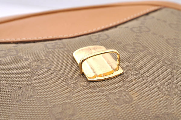 Authentic GUCCI Drawstring Backpack GG Canvas Leather Brown Junk 3961I