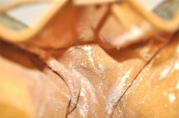 Authentic GUCCI Drawstring Backpack GG Canvas Leather Brown Junk 3961I