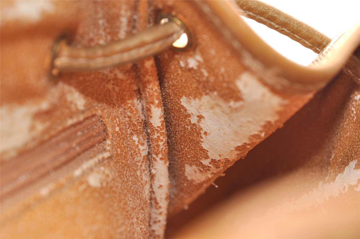 Authentic GUCCI Drawstring Backpack GG Canvas Leather Brown Junk 3961I