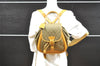 Authentic GUCCI Drawstring Backpack GG Canvas Leather Brown Junk 3961I