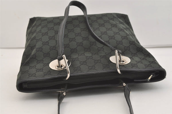 Authentic GUCCI Eclipse Shoulder Tote Bag GG Canvas Leather 285585 Green 3961J