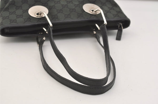 Authentic GUCCI Eclipse Shoulder Tote Bag GG Canvas Leather 285585 Green 3961J