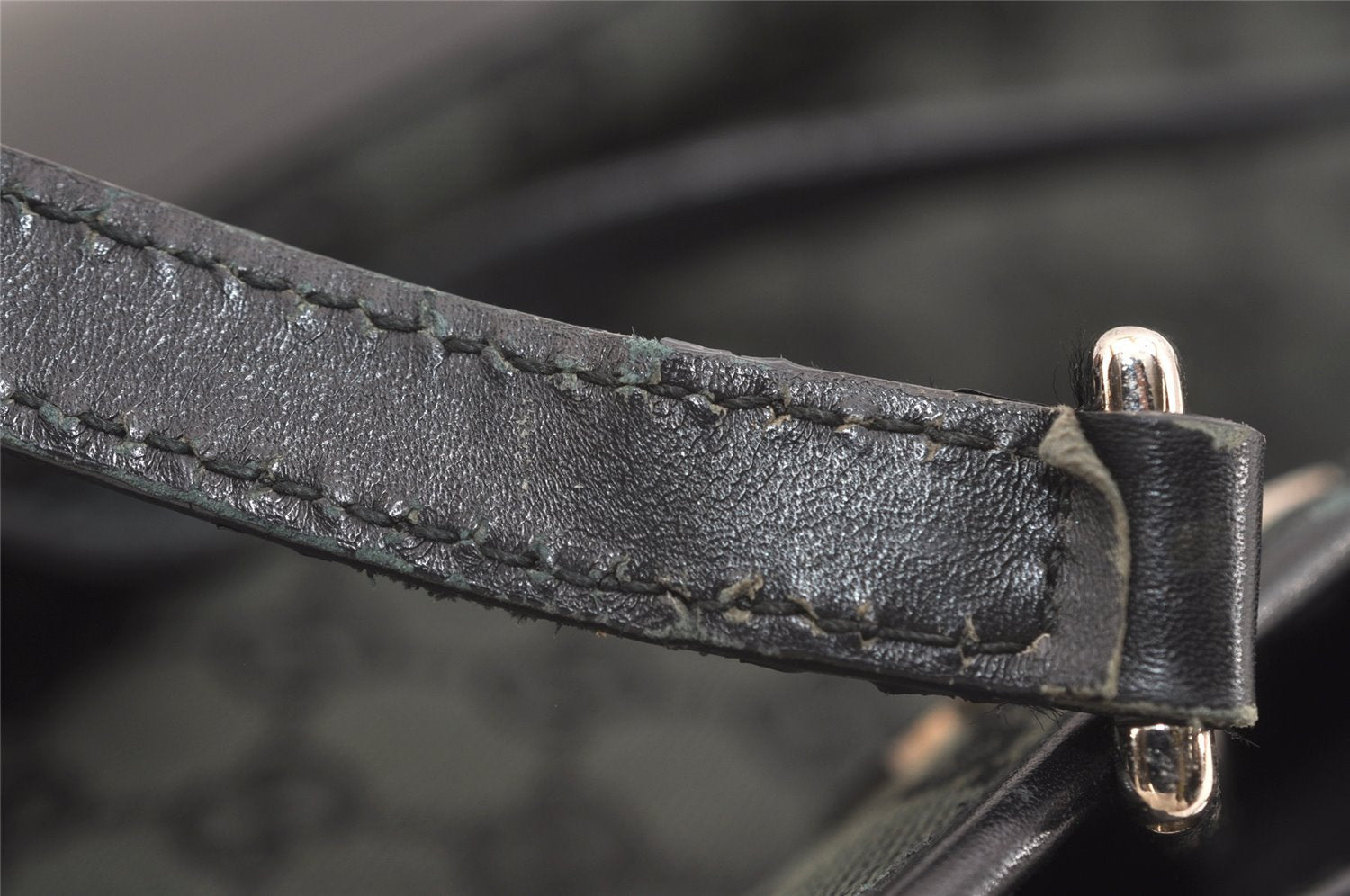 Authentic GUCCI Eclipse Shoulder Tote Bag GG Canvas Leather 285585 Green 3961J