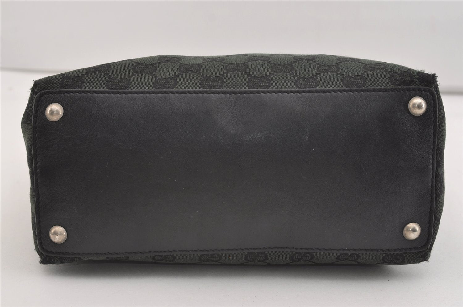 Authentic GUCCI Eclipse Shoulder Tote Bag GG Canvas Leather 285585 Green 3961J