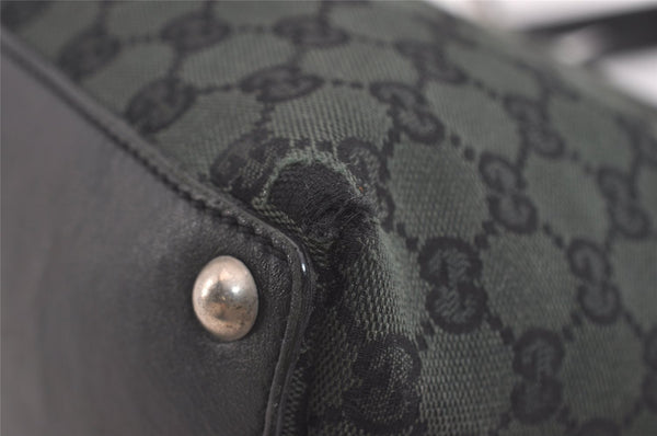 Authentic GUCCI Eclipse Shoulder Tote Bag GG Canvas Leather 285585 Green 3961J