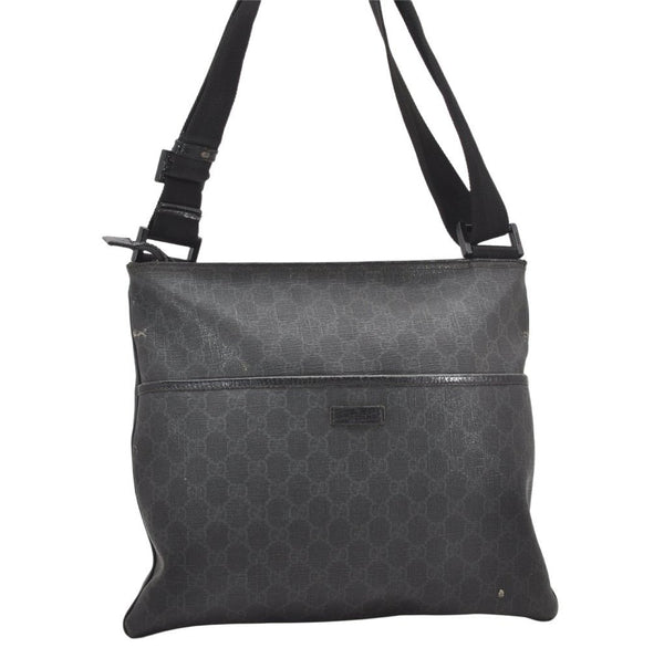 Authentic GUCCI Shoulder Cross Body Bag GG PVC Leather 162904 Black 3961K