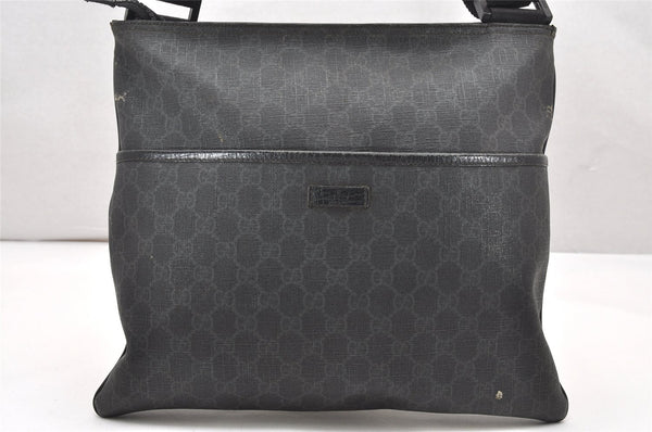 Authentic GUCCI Shoulder Cross Body Bag GG PVC Leather 162904 Black 3961K