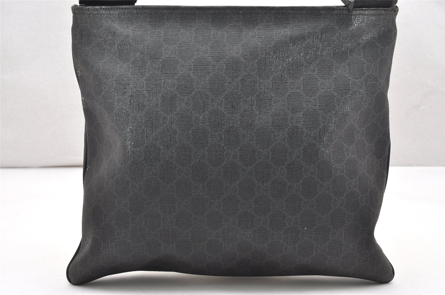 Authentic GUCCI Shoulder Cross Body Bag GG PVC Leather 162904 Black 3961K