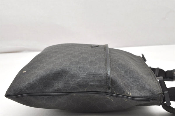 Authentic GUCCI Shoulder Cross Body Bag GG PVC Leather 162904 Black 3961K