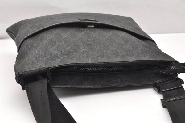 Authentic GUCCI Shoulder Cross Body Bag GG PVC Leather 162904 Black 3961K
