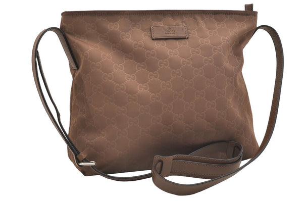 Authentic GUCCI Shoulder Cross Body Bag GG Nylon Leather 314529 Brown  3962J