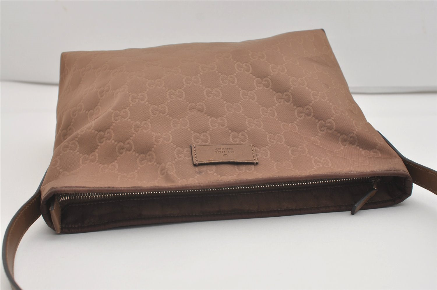 Authentic GUCCI Shoulder Cross Body Bag GG Nylon Leather 314529 Brown  3962J