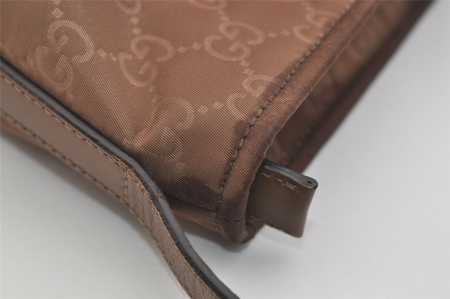 Authentic GUCCI Shoulder Cross Body Bag GG Nylon Leather 314529 Brown  3962J