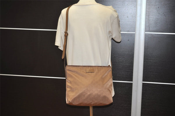 Authentic GUCCI Shoulder Cross Body Bag GG Nylon Leather 314529 Brown  3962J