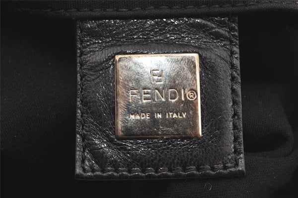 Authentic FENDI Vintage Shoulder Hand Bag Purse Jersey Leather Black 3966I