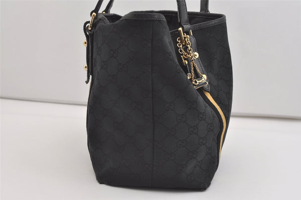 Authentic GUCCI Sherry Line Shoulder Tote Bag GG Canvas Leather Black 3966J