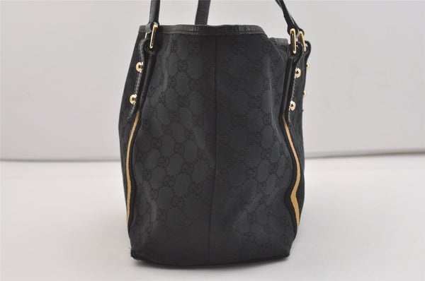 Authentic GUCCI Sherry Line Shoulder Tote Bag GG Canvas Leather Black 3966J