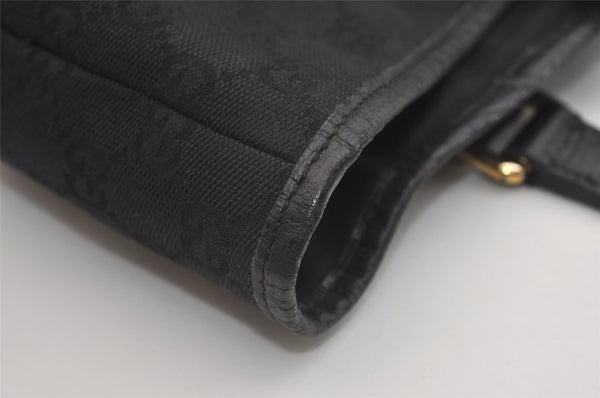 Authentic GUCCI Sherry Line Shoulder Tote Bag GG Canvas Leather Black 3966J