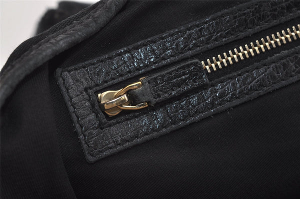 Authentic GUCCI Sherry Line Shoulder Tote Bag GG Canvas Leather Black 3966J