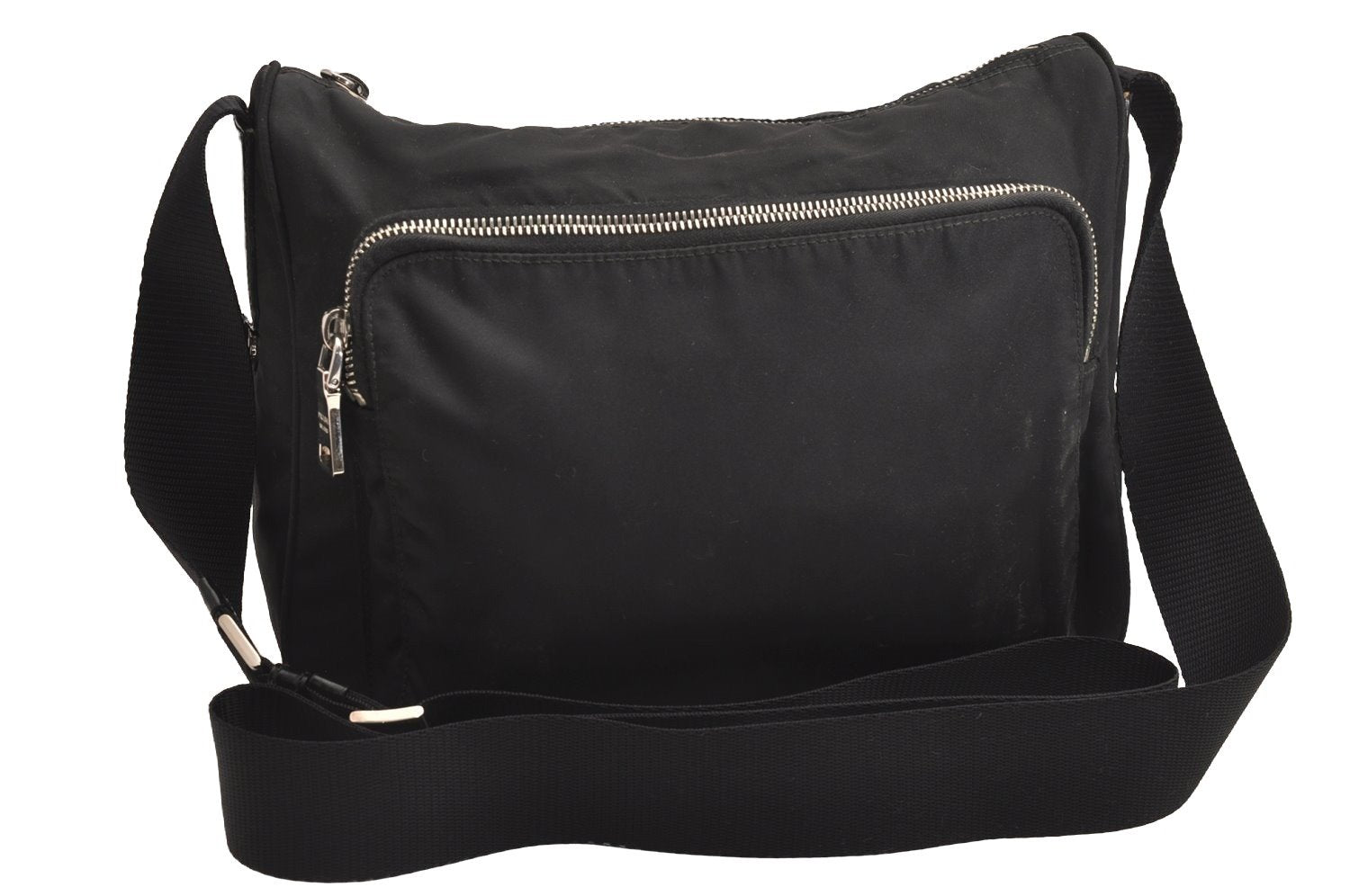 Authentic PRADA Nylon Tessuto Leather Shoulder Cross Body Bag Purse Black 3967J