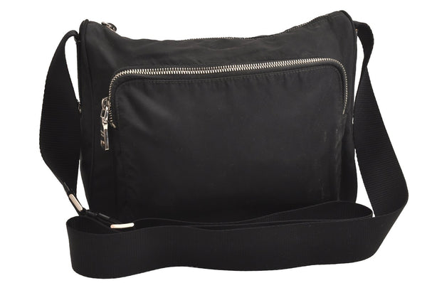 Authentic PRADA Nylon Tessuto Leather Shoulder Cross Body Bag Purse Black 3967J