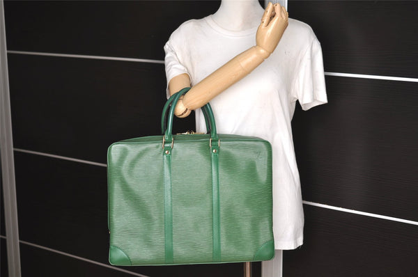 Authentic Louis Vuitton Epi Porte Documents Voyage Briefcase M54474 Green  3968I