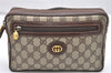 Authentic GUCCI Vintage Clutch Hand Bag Purse GG PVC Leather Brown Junk 3968K
