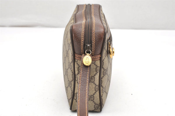 Authentic GUCCI Vintage Clutch Hand Bag Purse GG PVC Leather Brown Junk 3968K