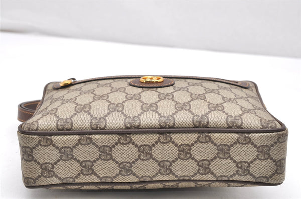 Authentic GUCCI Vintage Clutch Hand Bag Purse GG PVC Leather Brown Junk 3968K