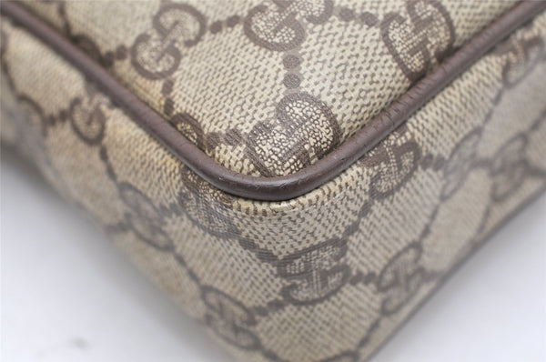 Authentic GUCCI Vintage Clutch Hand Bag Purse GG PVC Leather Brown Junk 3968K