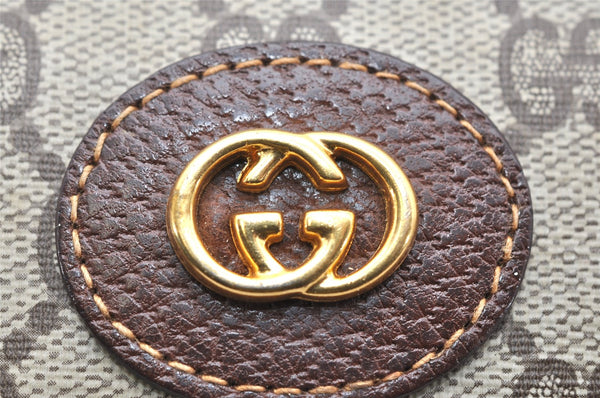 Authentic GUCCI Vintage Clutch Hand Bag Purse GG PVC Leather Brown Junk 3968K