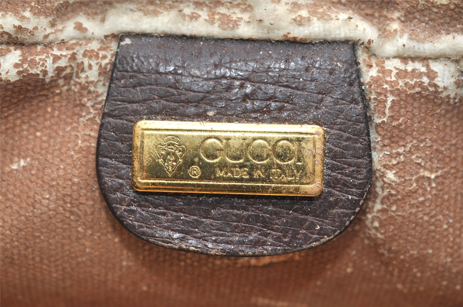 Authentic GUCCI Vintage Clutch Hand Bag Purse GG PVC Leather Brown Junk 3968K