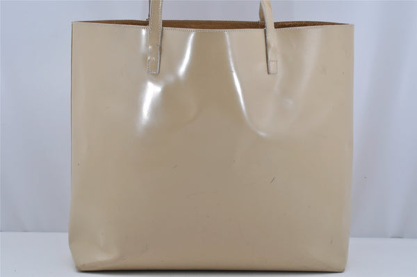 Authentic GUCCI Vintage Shoulder Tote Bag Enamel Beige Junk 3969J