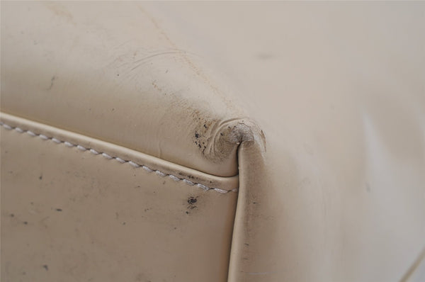 Authentic GUCCI Vintage Shoulder Tote Bag Enamel Beige Junk 3969J