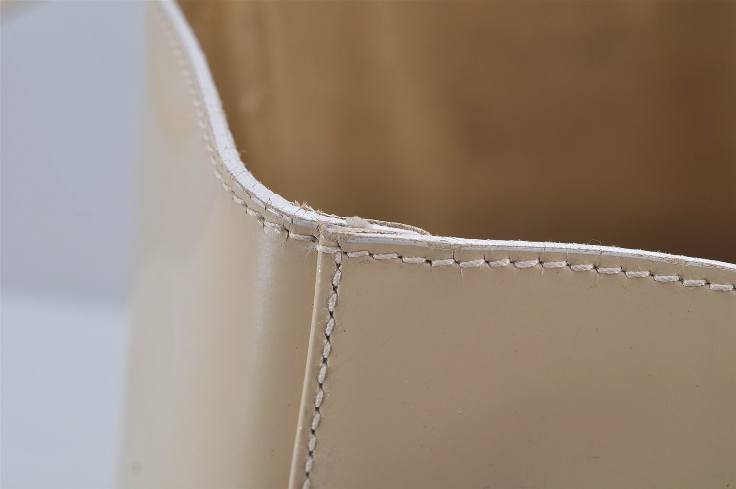 Authentic GUCCI Vintage Shoulder Tote Bag Enamel Beige Junk 3969J