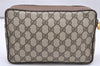 Authentic GUCCI Vintage Clutch Hand Bag Purse GG PVC Leather Brown 3969K
