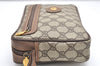 Authentic GUCCI Vintage Clutch Hand Bag Purse GG PVC Leather Brown 3969K