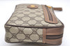 Authentic GUCCI Vintage Clutch Hand Bag Purse GG PVC Leather Brown 3969K