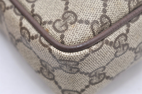 Authentic GUCCI Vintage Clutch Hand Bag Purse GG PVC Leather Brown 3969K