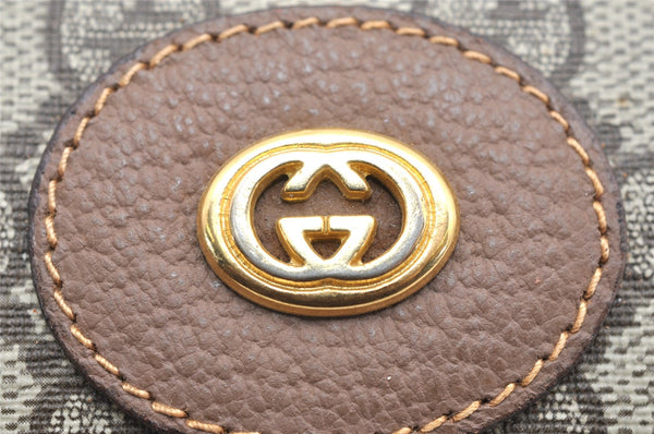 Authentic GUCCI Vintage Clutch Hand Bag Purse GG PVC Leather Brown 3969K