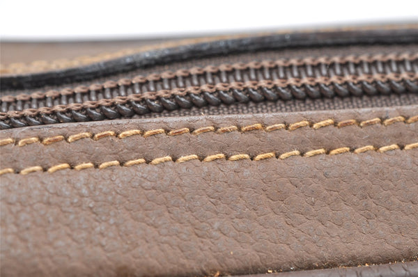 Authentic GUCCI Vintage Clutch Hand Bag Purse GG PVC Leather Brown 3969K