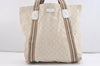 Authentic GUCCI Vintage Shoulder Tote Bag GG Canvas Leather 189669 White 3970J