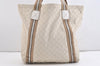 Authentic GUCCI Vintage Shoulder Tote Bag GG Canvas Leather 189669 White 3970J