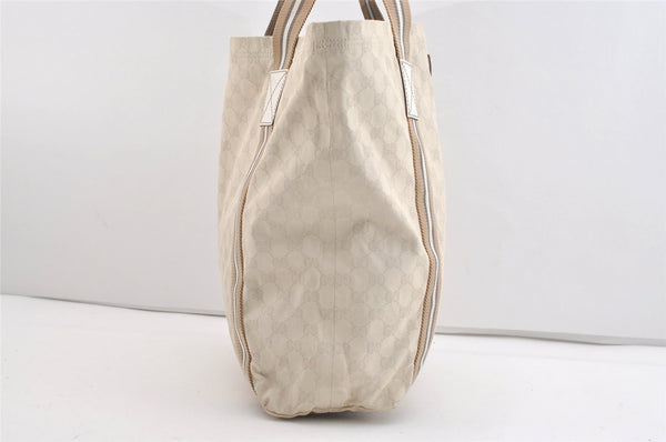 Authentic GUCCI Vintage Shoulder Tote Bag GG Canvas Leather 189669 White 3970J