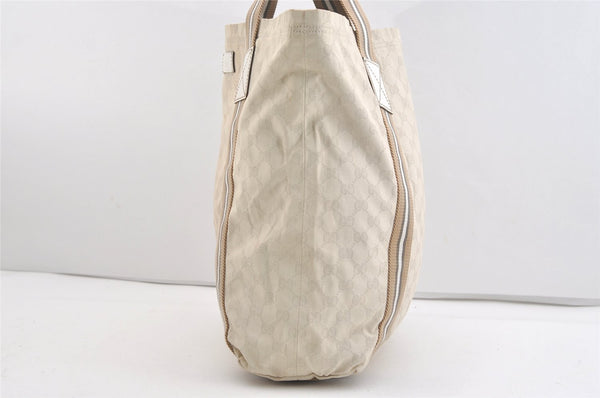 Authentic GUCCI Vintage Shoulder Tote Bag GG Canvas Leather 189669 White 3970J