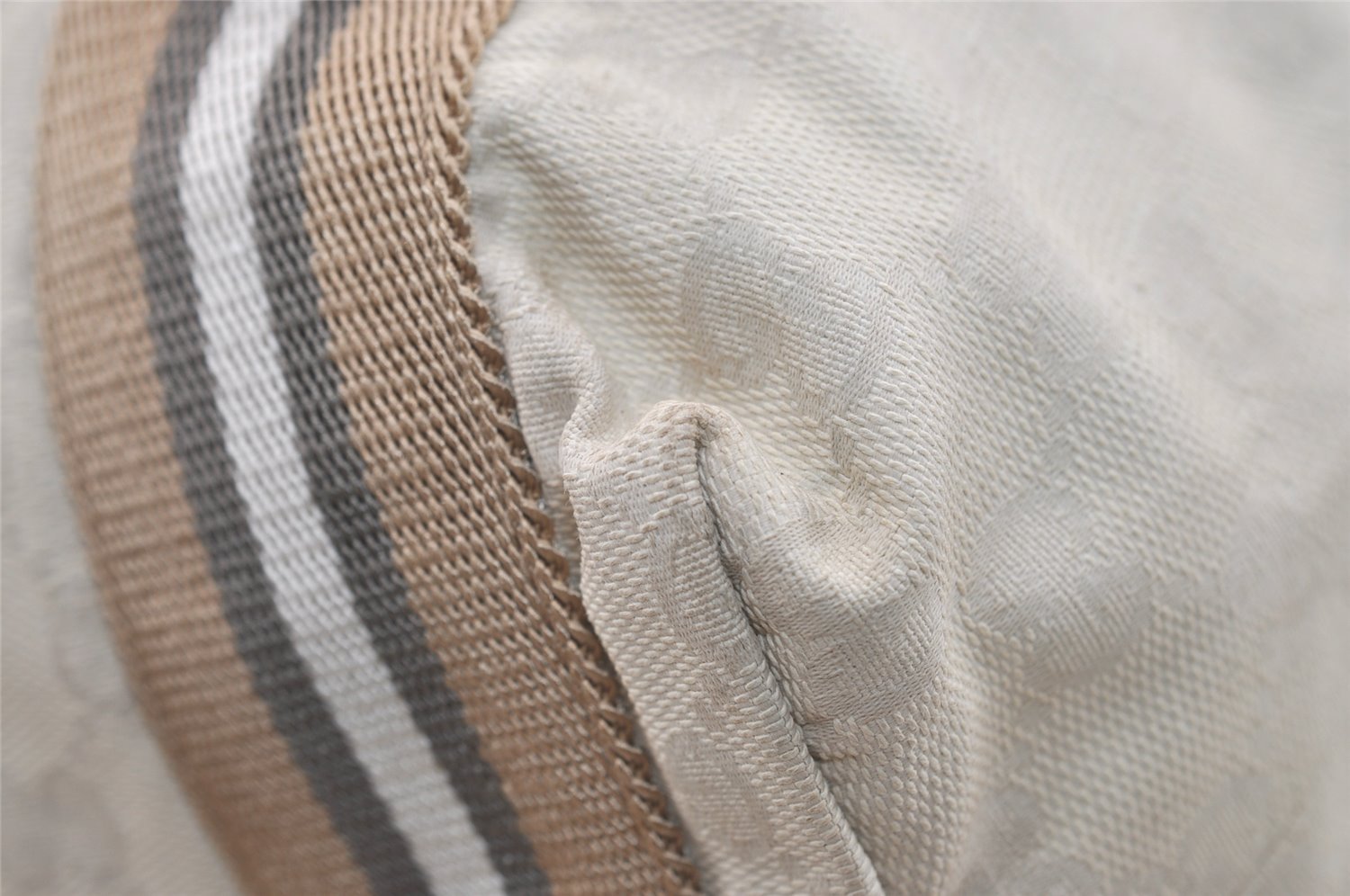 Authentic GUCCI Vintage Shoulder Tote Bag GG Canvas Leather 189669 White 3970J