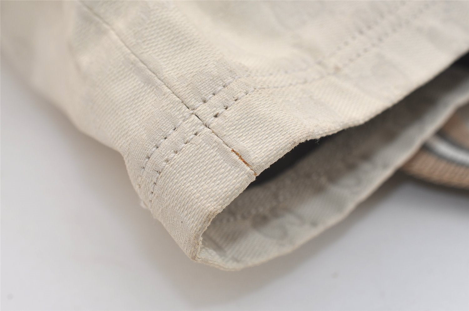 Authentic GUCCI Vintage Shoulder Tote Bag GG Canvas Leather 189669 White 3970J