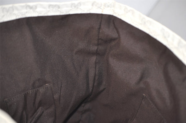 Authentic GUCCI Vintage Shoulder Tote Bag GG Canvas Leather 189669 White 3970J