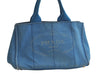 Authentic PRADA Canapa M Canvas Tote Hand Bag Blue 3970K